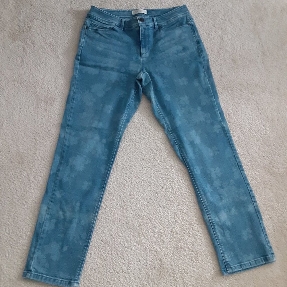 J Jill Floral Authentic Fit Slim Ankle Jeans size 6